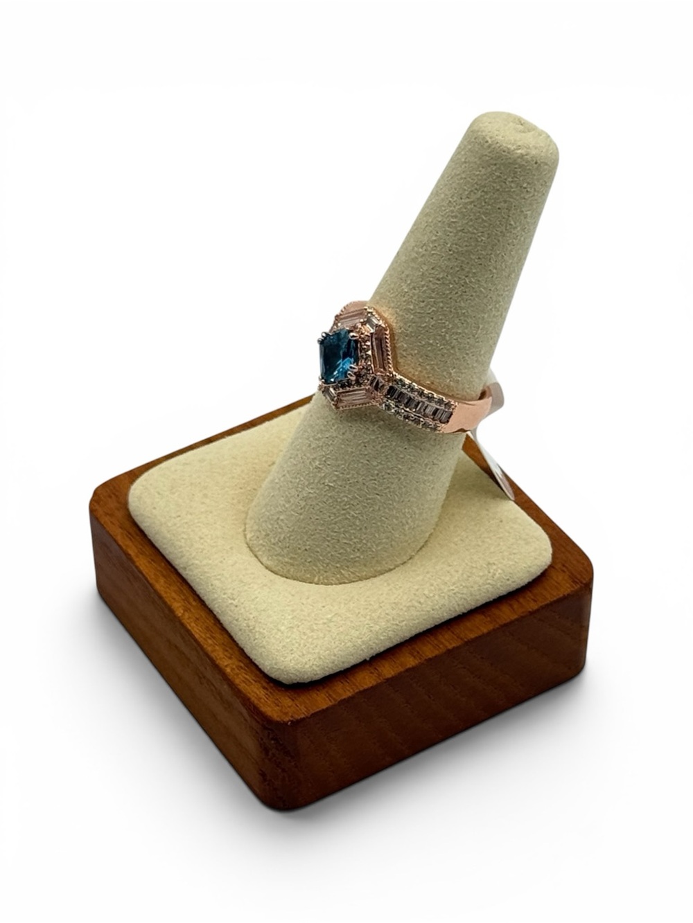 Bomb Party "The Sutton Ring" LB Blue Zircon Rose Gold Plating Size 8
